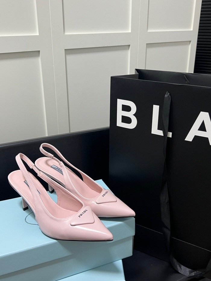 Prada Brushed Leather Slingback Pumps Size 35-41 3-Color