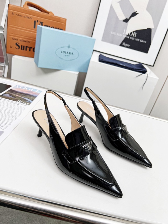 Prada Brushed Leather Slingback Pumps Size 35-41 3-Color