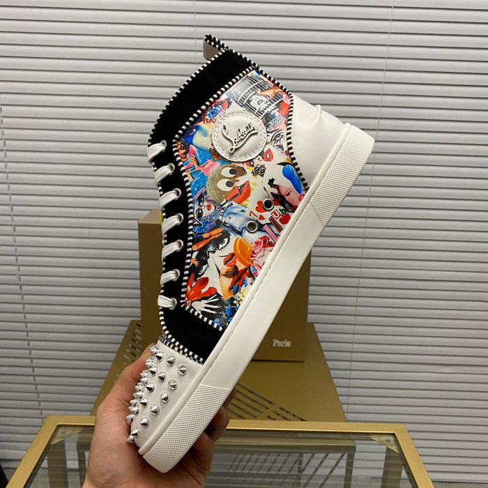 Christian Louboutin Lou Spikes High-Top Sneaker Size 36-46  9-Color