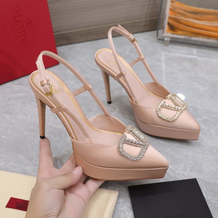 Valentino Vlogo Signature Satin Slingback Platform Size 35-41 5-Color