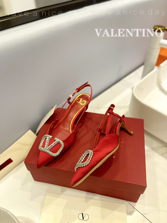 Valentino Vlogo Signature Satin Slingback Pumps Size 35-41 6-Color