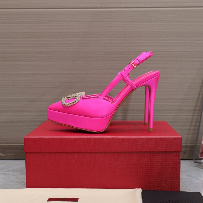 Valentino Vlogo Signature Satin Slingback Platform Size 35-41 5-Color
