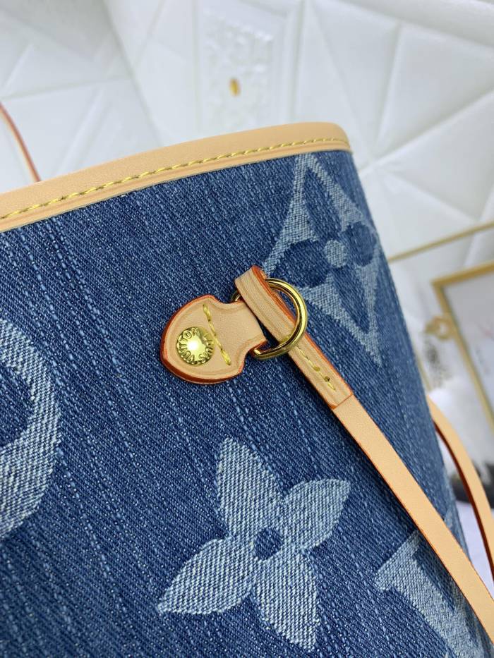 Louis Vuitton M40995 Neverfull Denim Cowboy Shopping Bags Size 32*29*17cm