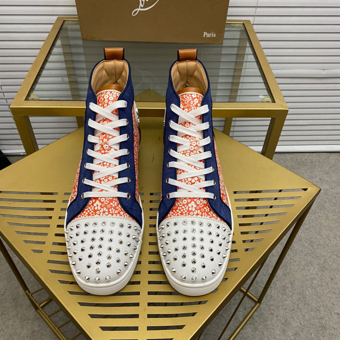 Christian Louboutin Lou Spikes High-Top Sneaker Size 36-46  9-Color