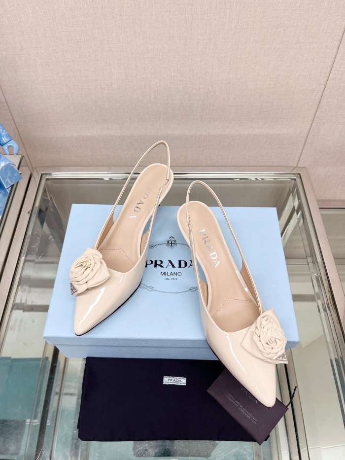 Prada Brushed Leather Slingback Pumps Size 35-40 2-Color