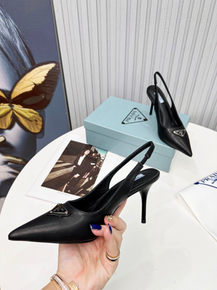 Prada Brushed Leather Slingback Pumps Size 35-41 8-Color