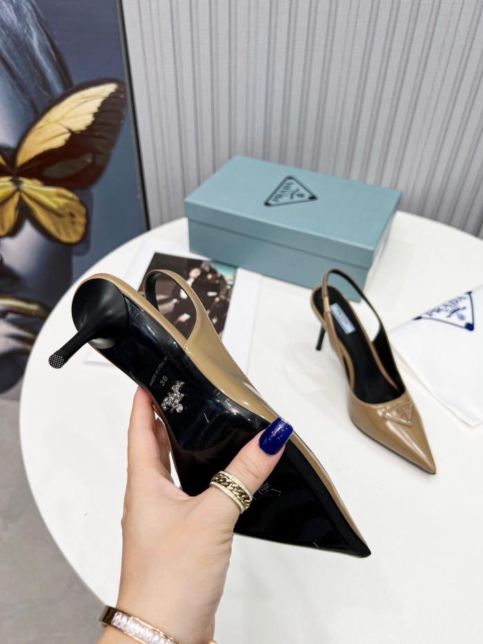 Prada Brushed Leather Slingback Pumps Size 35-41 8-Color