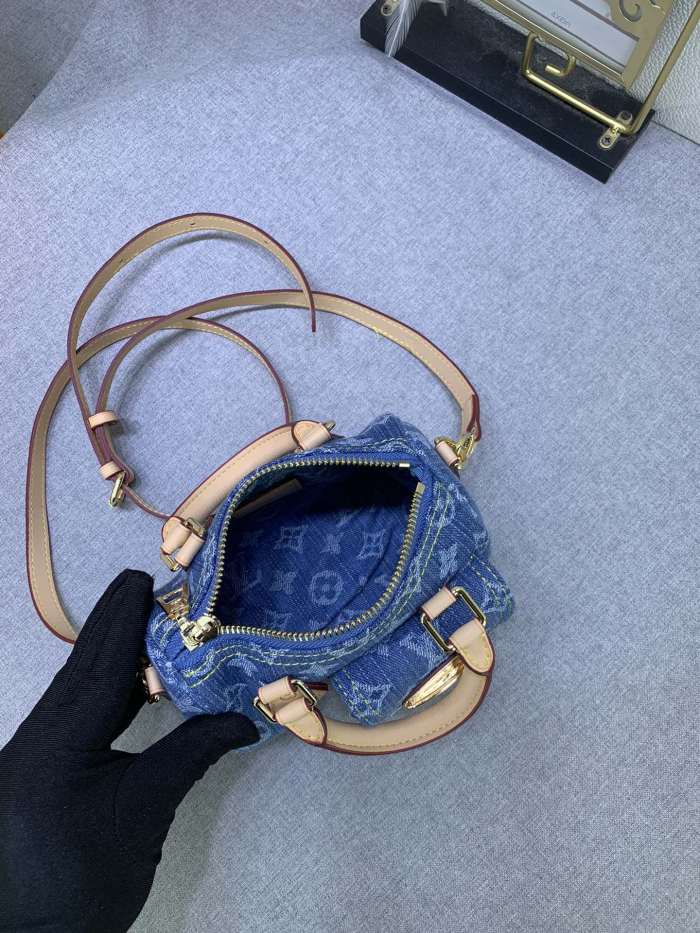 Louis Vuitton M82950 Nano Speedy Denim Cowboy Shoulder Bags Size 16*7*10cm