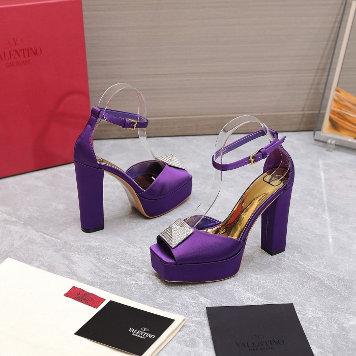 Valentino One Stud Open-Toe Satin Platform Pumps Size 35-41 3-Color