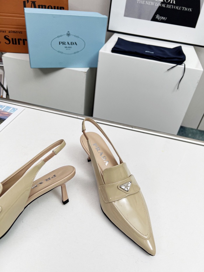 Prada Brushed Leather Slingback Pumps Size 35-41 3-Color