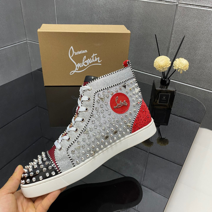 Christian Louboutin Lou Spikes High-Top Sneaker Size 36-46  10-Color