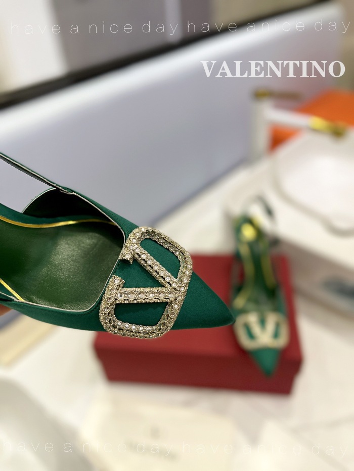 Valentino Vlogo Signature Satin Slingback Pumps Size 35-41 6-Color