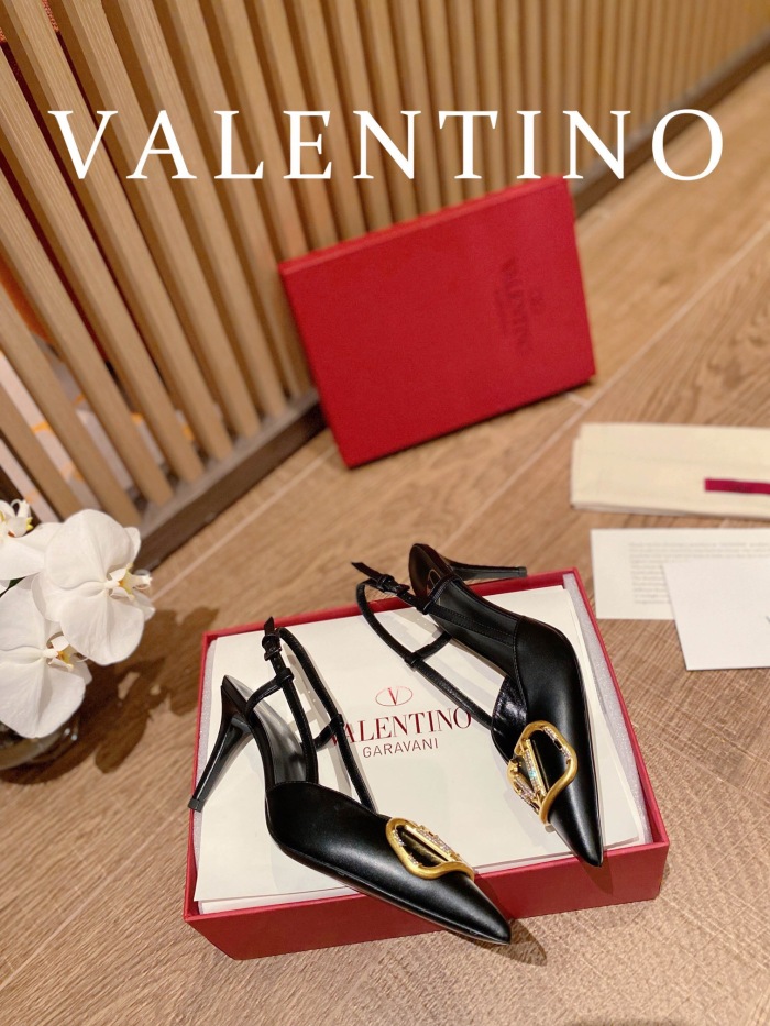 Valentino Vlogo Signature Satin Slingback Pumps Size 35-41 4-Color