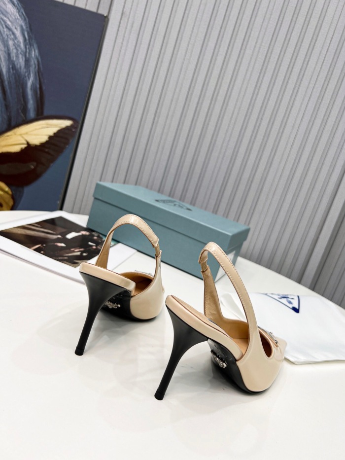Prada Brushed Leather Slingback Pumps Size 35-41 8-Color