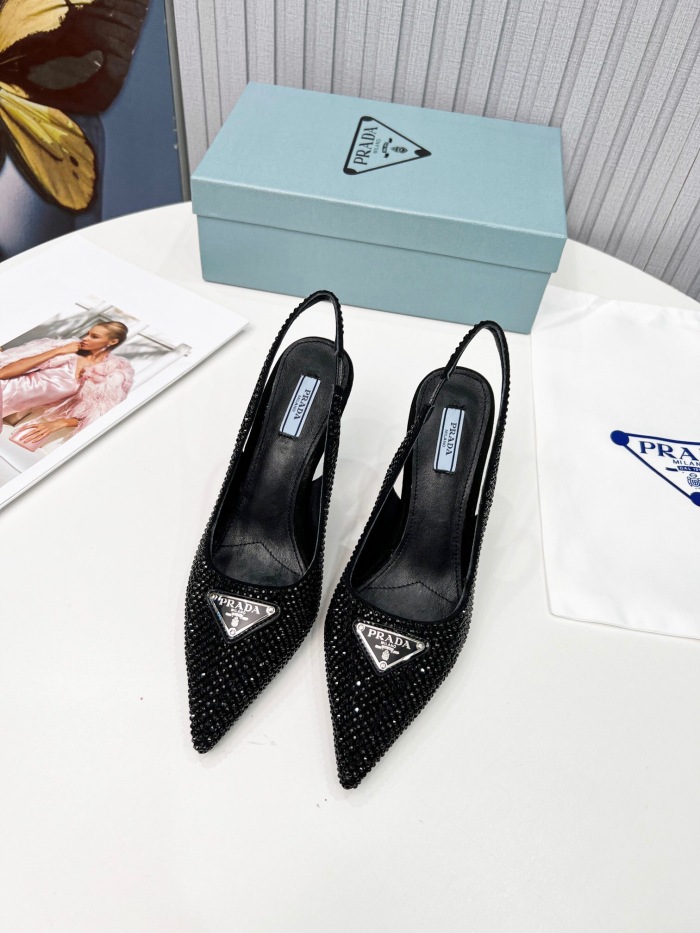 Prada Brushed Leather Slingback Pumps Size 35-41 3-Color