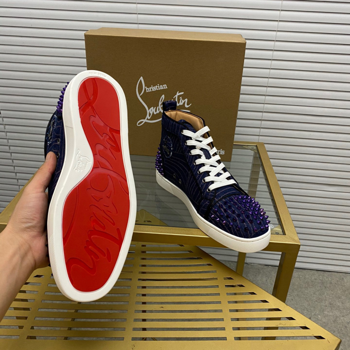 Christian Louboutin Louis Spikes High-Top Sneaker Size 36-46  5-Color