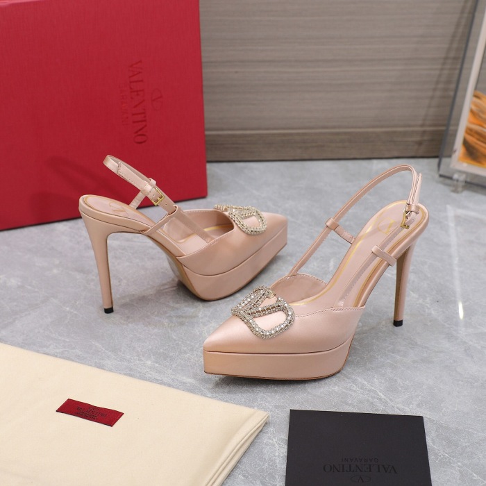 Valentino Vlogo Signature Satin Slingback Platform Size 35-41 5-Color