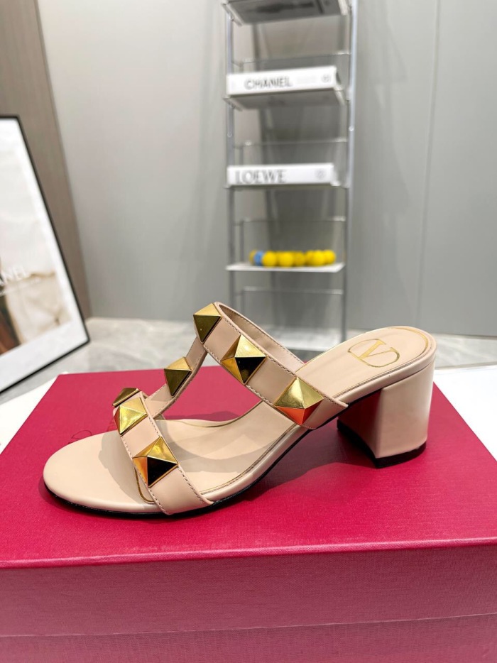 Valentino Roman Stud Metallic Nappa Slide Pumps Size 35-41 5-Color