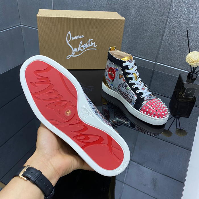 Christian Louboutin Lou Spikes High-Top Sneaker Size 36-46  10-Color