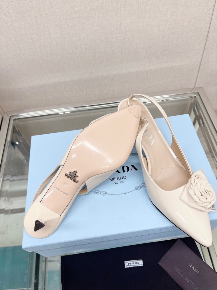 Prada Brushed Leather Slingback Pumps Size 35-40 2-Color