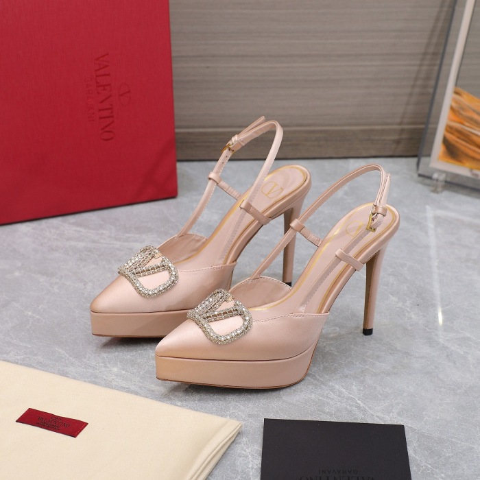 Valentino Vlogo Signature Satin Slingback Platform Size 35-41 5-Color