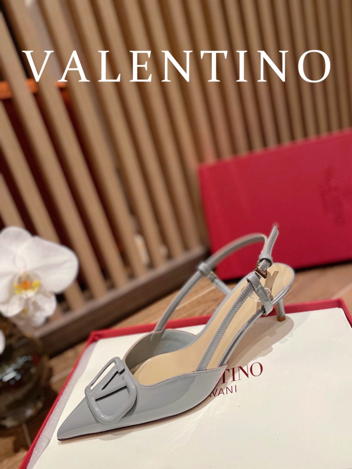Valentino Vlogo Signature Patent Leather Slingback Pumps Size 35-41 4-Color