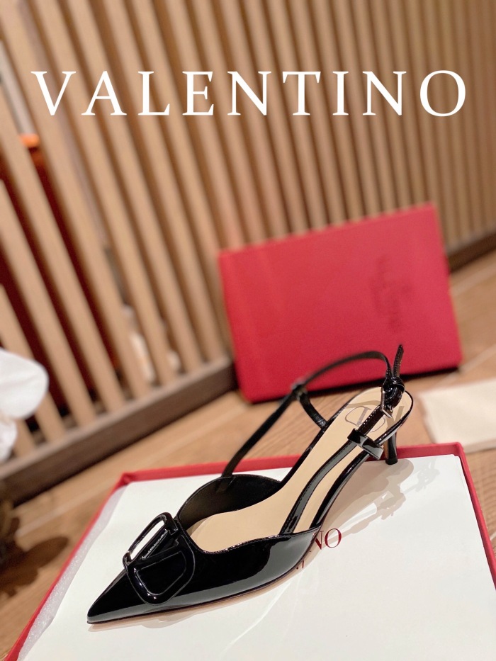 Valentino Vlogo Signature Patent Leather Slingback Pumps Size 35-41 4-Color