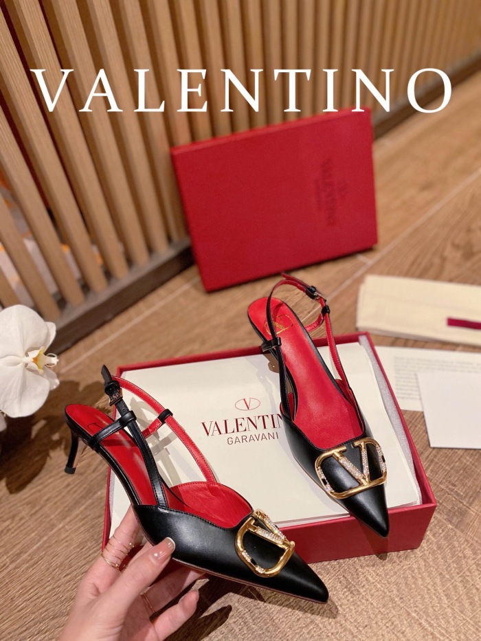 Valentino Vlogo Signature Satin Slingback Pumps Size 35-41 4-Color