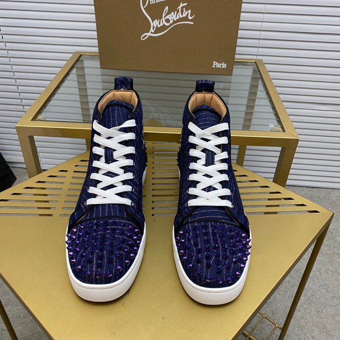 Christian Louboutin Louis Spikes High-Top Sneaker Size 36-46  5-Color