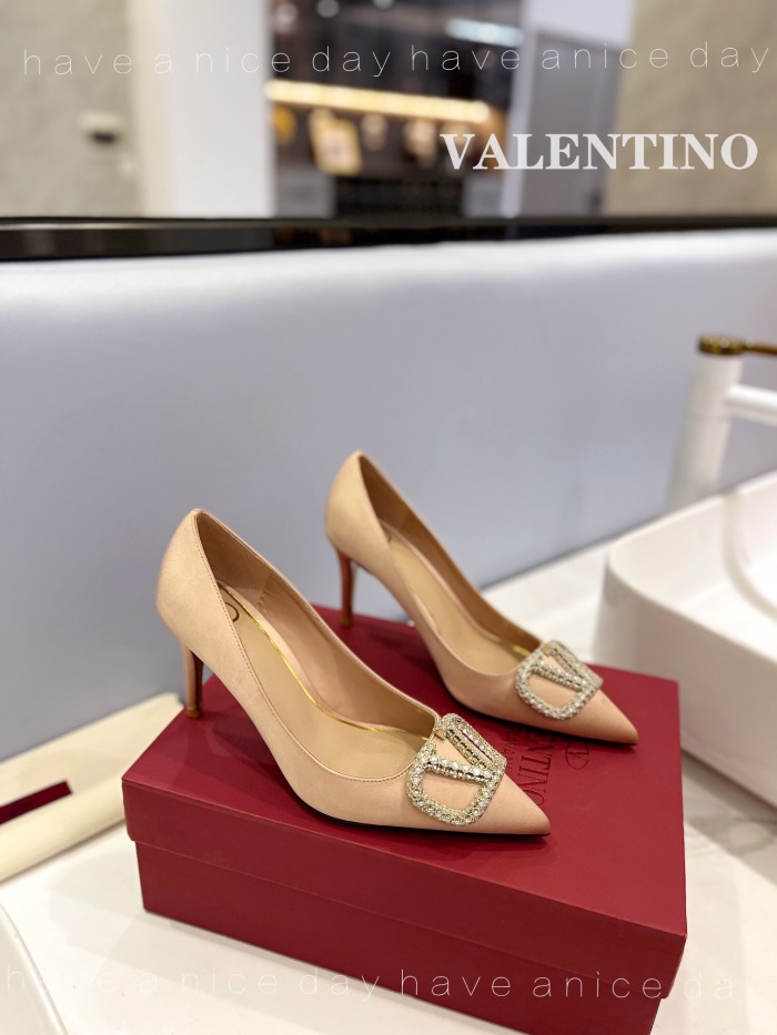 Valentino Vlogo Signature Satin Slingback Pumps Size 35-41 5-Color