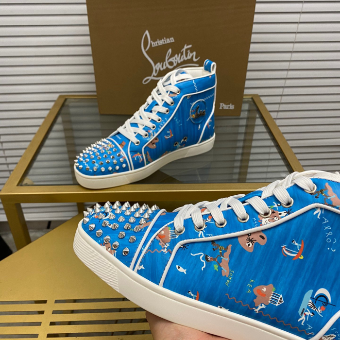 Christian Louboutin Lou Spikes High-Top Sneaker Size 36-46  9-Color