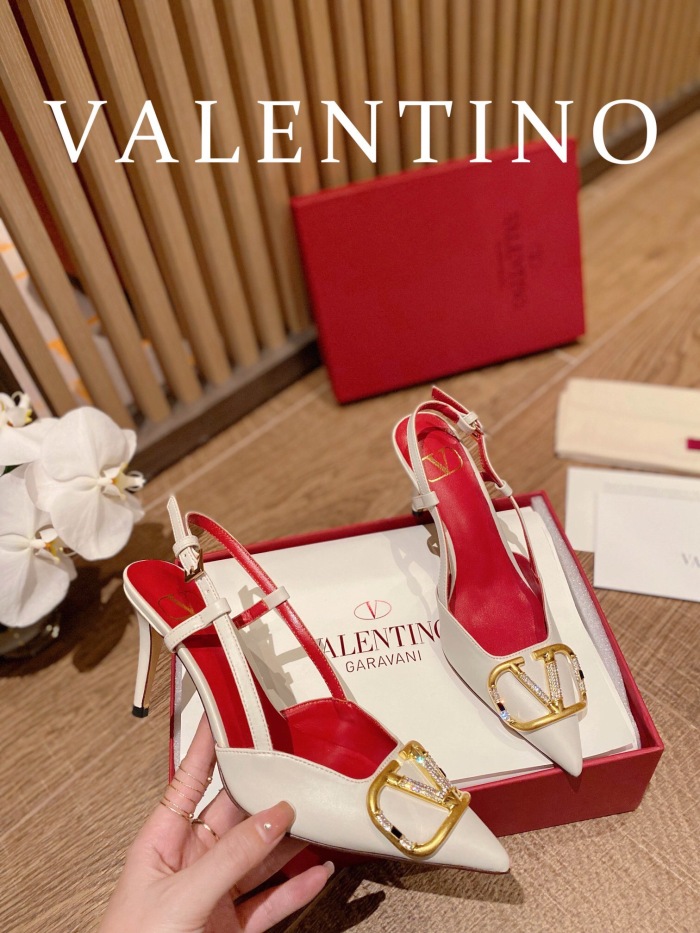Valentino Vlogo Signature Satin Slingback Pumps Size 35-41 4-Color