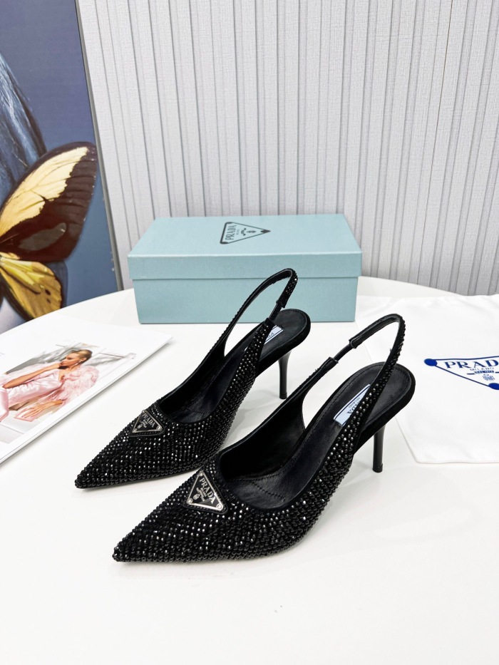 Prada Brushed Leather Slingback Pumps Size 35-41 3-Color