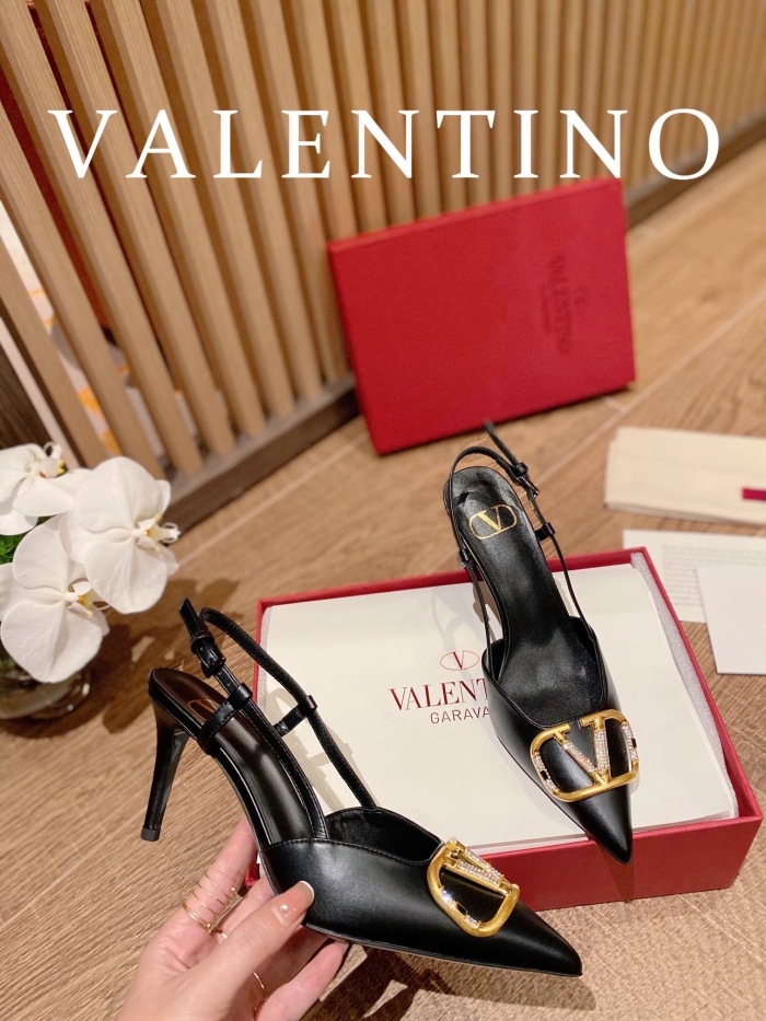Valentino Vlogo Signature Satin Slingback Pumps Size 35-41 4-Color