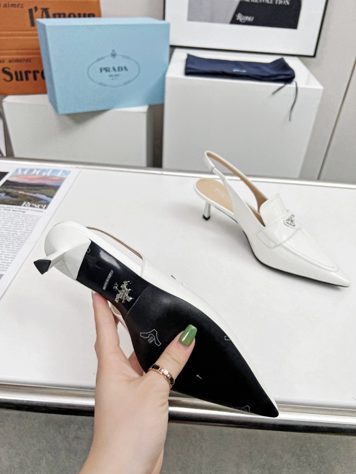 Prada Brushed Leather Slingback Pumps Size 35-41 3-Color