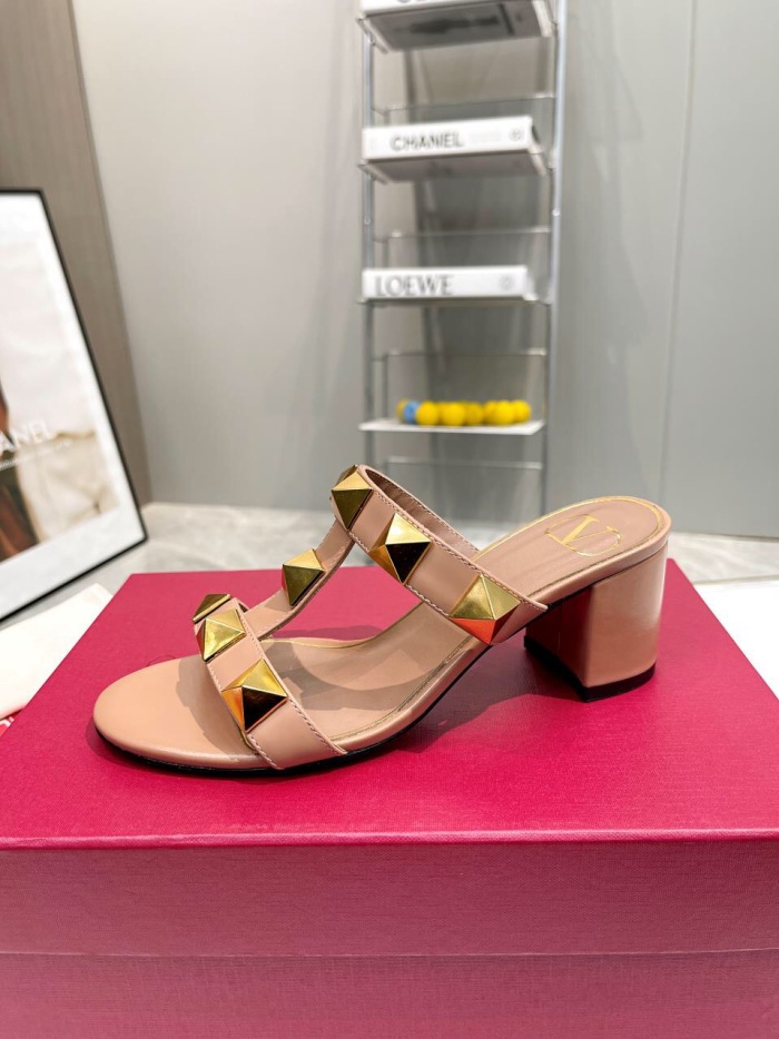 Valentino Roman Stud Metallic Nappa Slide Pumps Size 35-41 5-Color