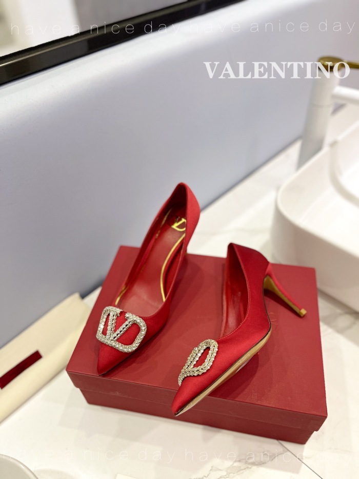 Valentino Vlogo Signature Satin Slingback Pumps Size 35-41 5-Color