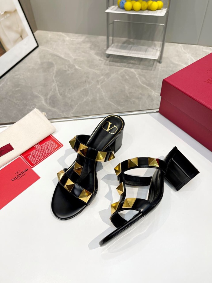 Valentino Roman Stud Metallic Nappa Slide Pumps Size 35-41 5-Color