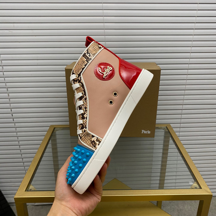 Christian Louboutin Lou Spikes High-Top Sneaker Size 36-46  9-Color