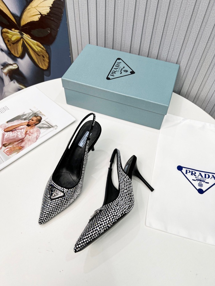 Prada Brushed Leather Slingback Pumps Size 35-41 3-Color