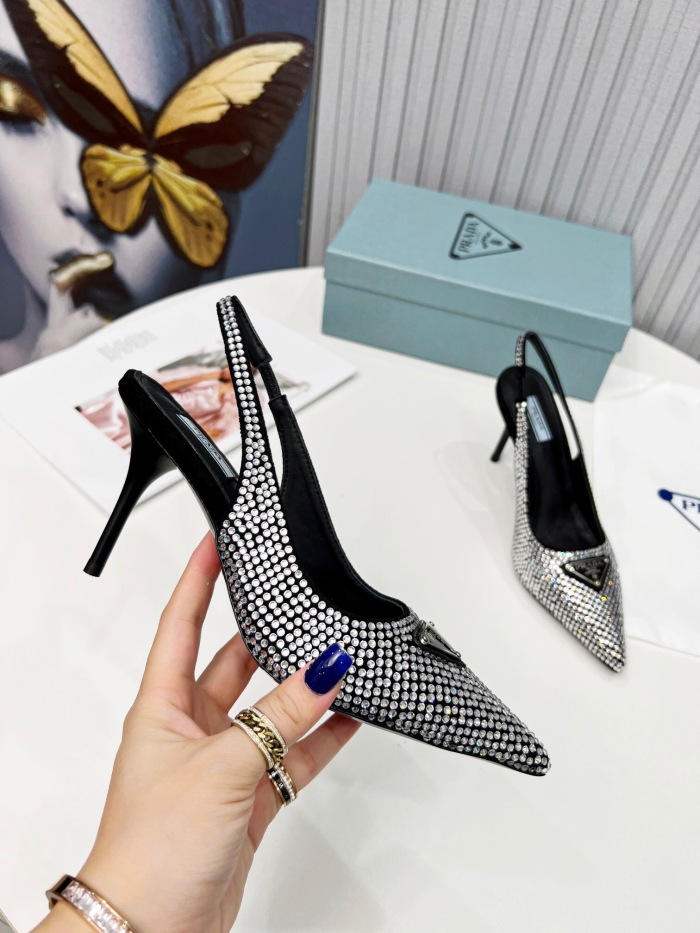 Prada Brushed Leather Slingback Pumps Size 35-41 3-Color
