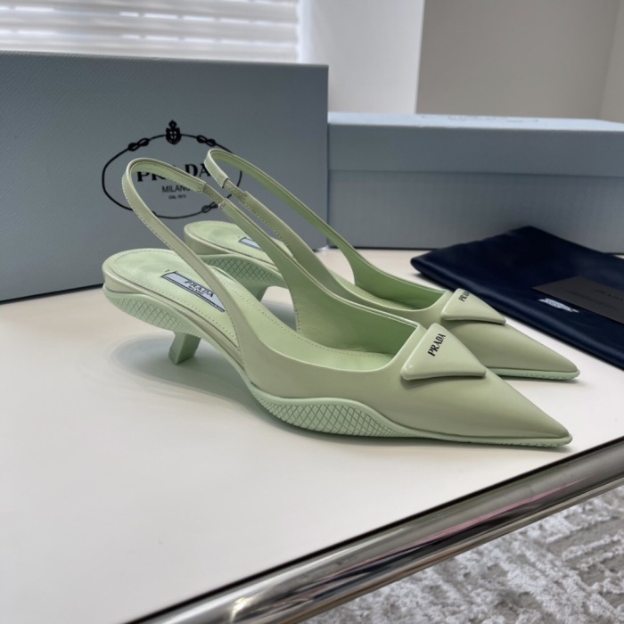 Prada Soft Padded Leather Slingback Pumps Size 35-41 4-Color