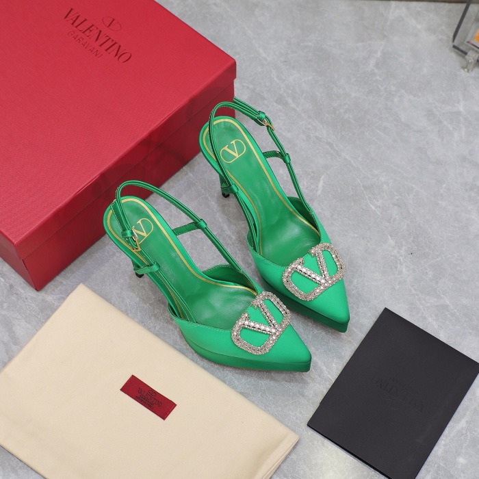 Valentino Vlogo Signature Satin Slingback Platform Size 35-41 5-Color