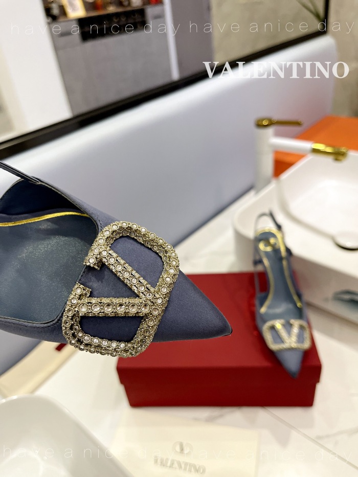 Valentino Vlogo Signature Satin Slingback Pumps Size 35-41 6-Color