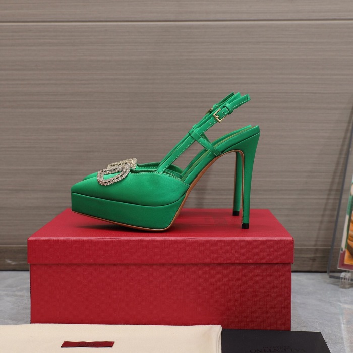 Valentino Vlogo Signature Satin Slingback Platform Size 35-41 5-Color