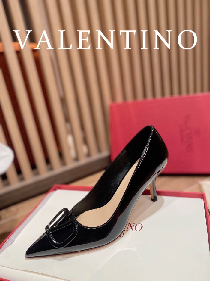 Valentino Vlogo Signature Patent Leather Slingback Pumps Size 35-41 4-Color