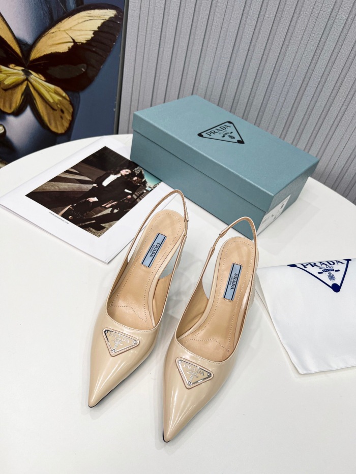 Prada Brushed Leather Slingback Pumps Size 35-41 8-Color