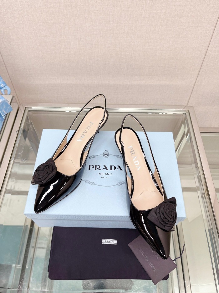 Prada Brushed Leather Slingback Pumps Size 35-40 2-Color