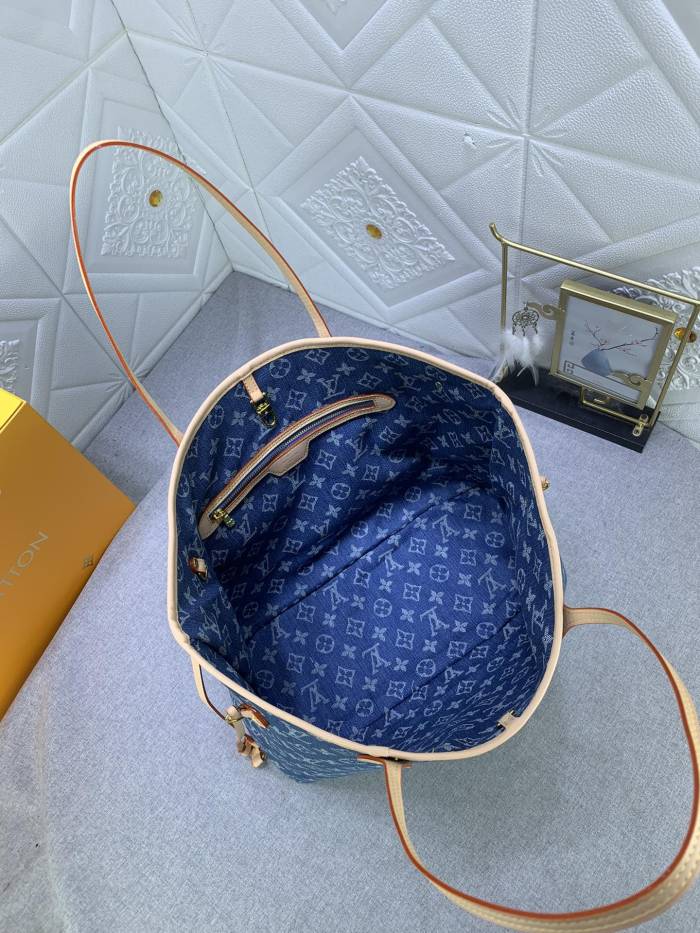 Louis Vuitton M40995 Neverfull Denim Cowboy Shopping Bags Size 32*29*17cm