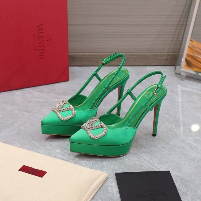 Valentino Vlogo Signature Satin Slingback Platform Size 35-41 5-Color
